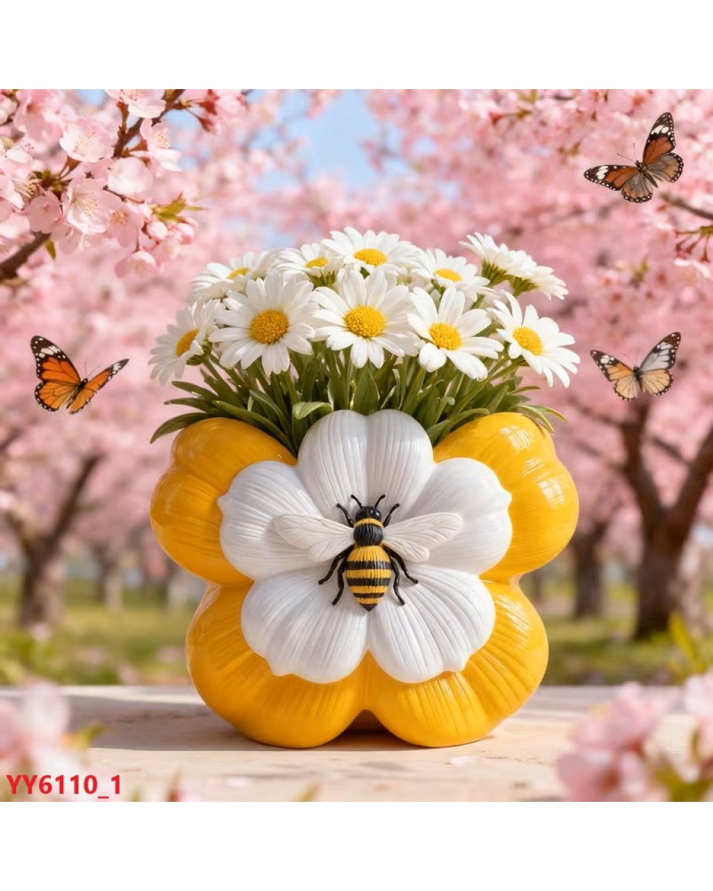 YY6110 Minimalist Arılı Çiçek Vazo Silikon Kalıp